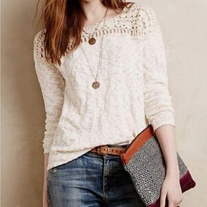 Meadow Rue Cream Crochet Knit Sweater